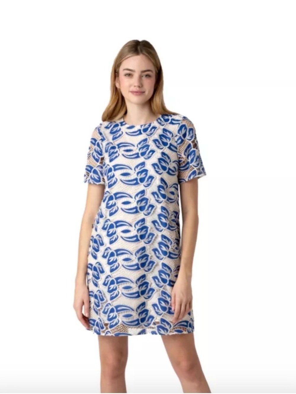 NWT Sam Edelman Cobalt Blue & White Lace midi  Dress sz 10